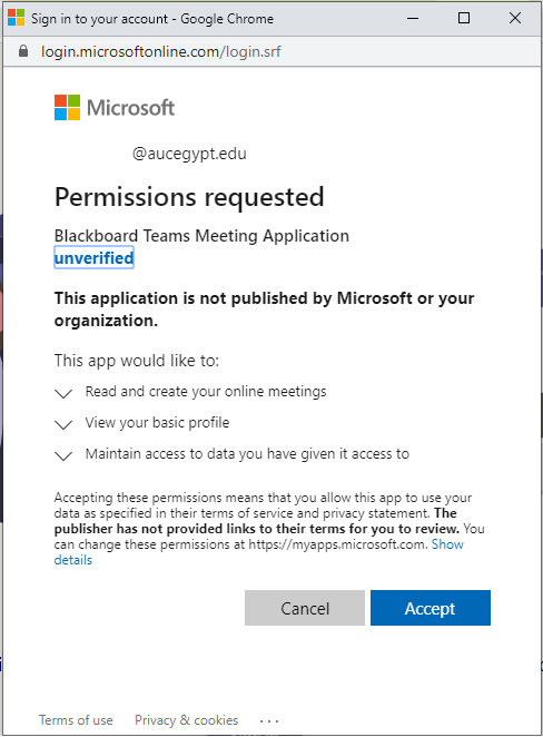 Give permission to Microsoft Teams