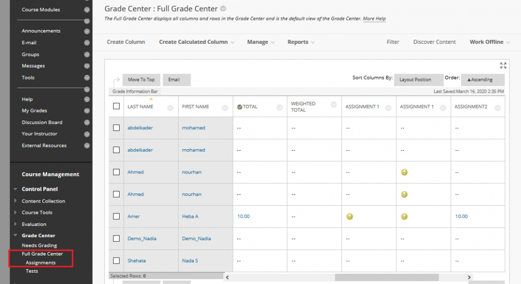 grading assignments blackboard