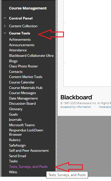 Course Tools Menu