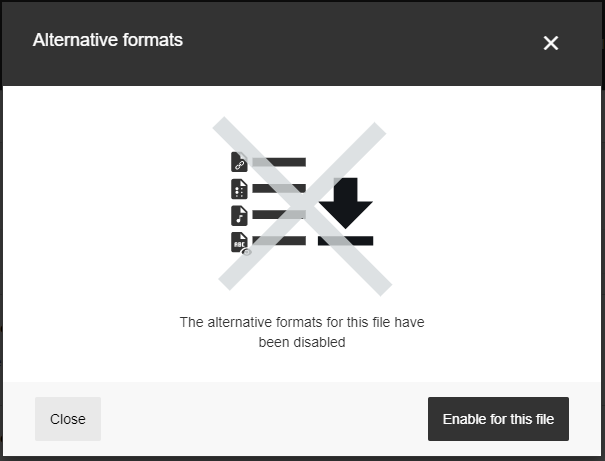 Alternative formats disabled