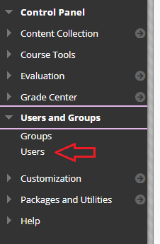 Users link under Users and Groups