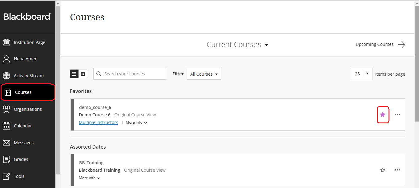 Courses Page