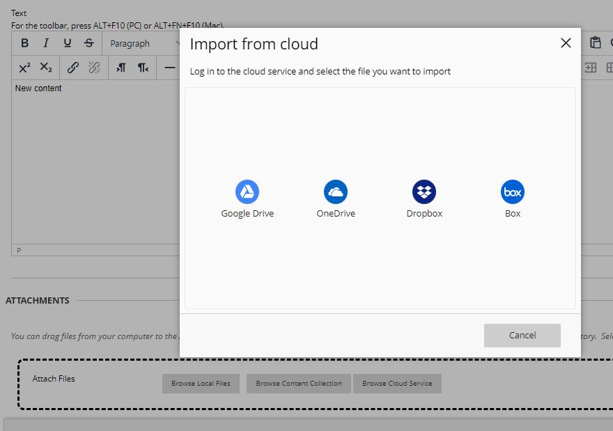 Import content from cloud