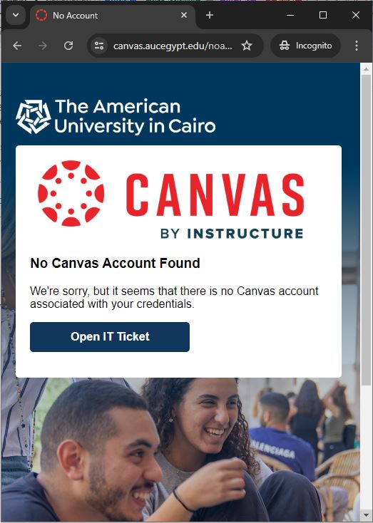 No Canvas Account Found