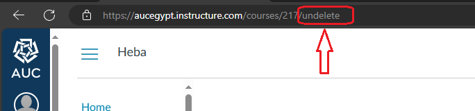 Write /undelete at the end of the course URL